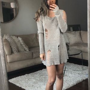 Oversized Distressed Sweater/Dress